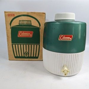 Vintage Coleman The Jug Cooler 2 Gallon Green Metal With Original Box